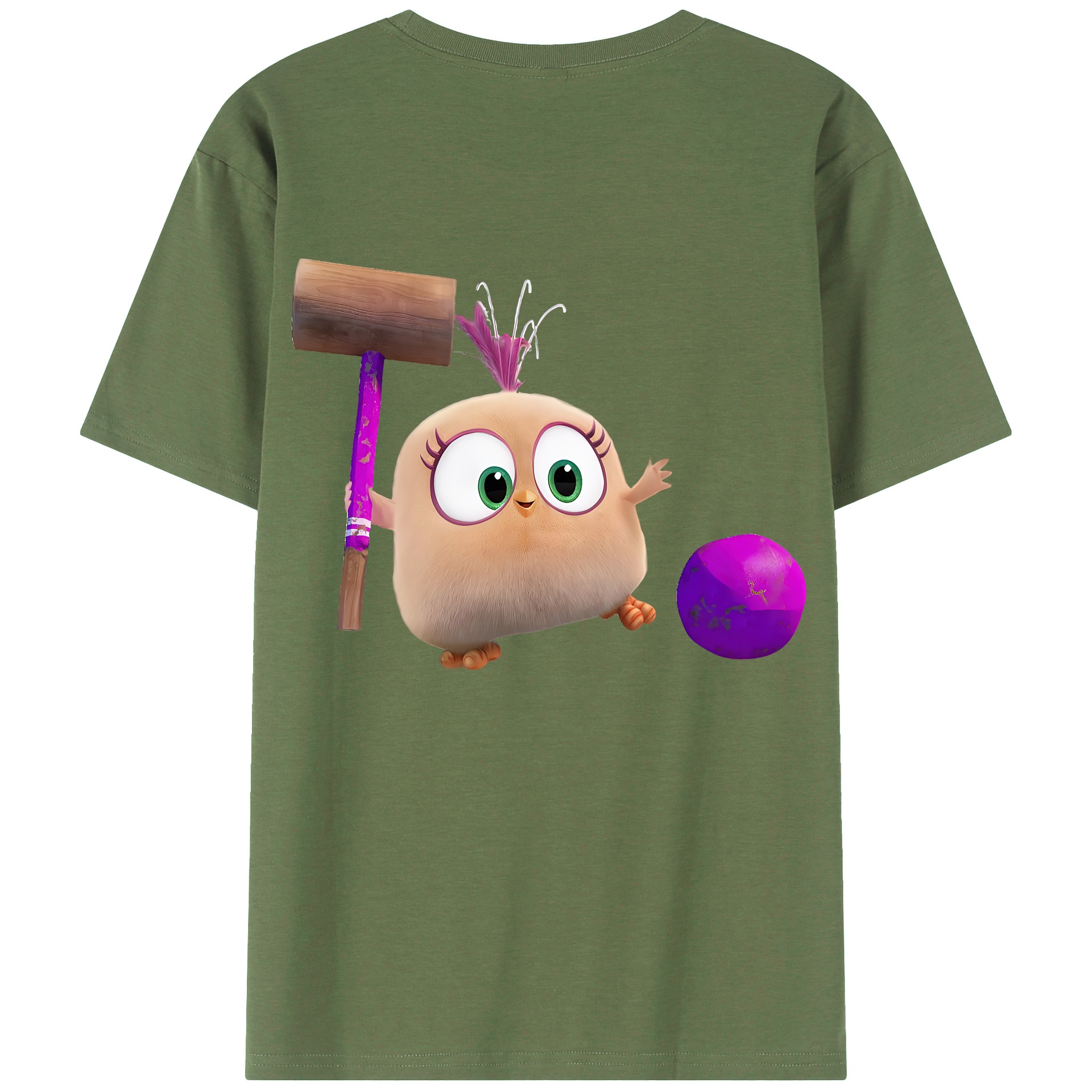 （画像用） Angry Birds アングリーバード 綿100％ メンズ半袖Tシャツ（バックプリント） 通気性